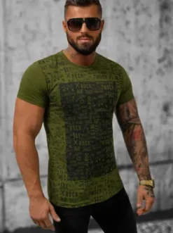 T-shirt męski zielony O/T122/29Z^Ozonee Hot