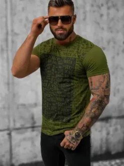 T-shirt męski zielony O/T122/29Z^Ozonee Hot