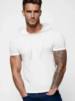 T-shirt męski z kapturem biały JS/8T89/1Z^Ozonee Outlet