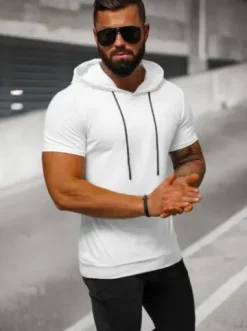 T-shirt męski z kapturem biały JS/8T955/1^Ozonee Outlet