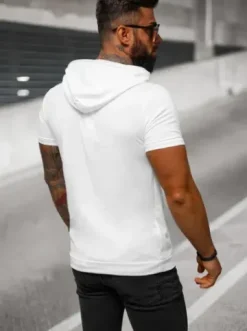 T-shirt męski z kapturem biały JS/8T955/1^Ozonee Outlet