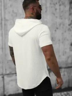 T-shirt męski z kapturem biały O/P1150^Ozonee Discount