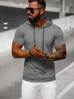 T-shirt męski z kapturem grafitowy JS/8T955/5^Ozonee Best
