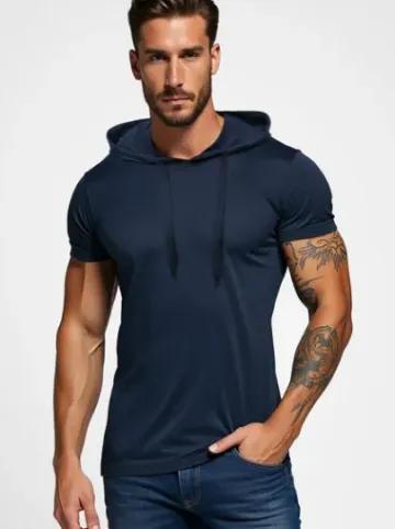 T-shirt męski z kapturem granatowy JS/8T89/25Z^Ozonee Online