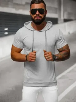 T-shirt męski z kapturem szary JS/8T955/2^Ozonee Outlet