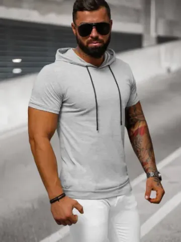 T-shirt męski z kapturem szary JS/8T955/2^Ozonee Outlet