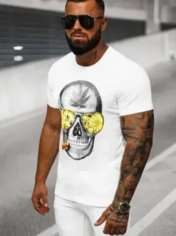 T-shirt męski z nadrukiem biały JS/Y70019^Ozonee Online