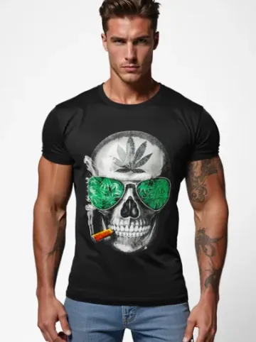 T-shirt męski z nadrukiem czarny JS/Y70019Z^Ozonee Discount