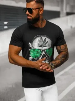 T-shirt męski z nadrukiem czarny JS/Y70019^Ozonee Online
