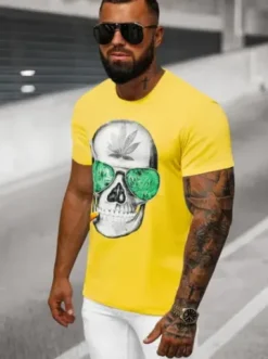 T-shirt męski z nadrukiem żółty JS/Y70019^Ozonee Best